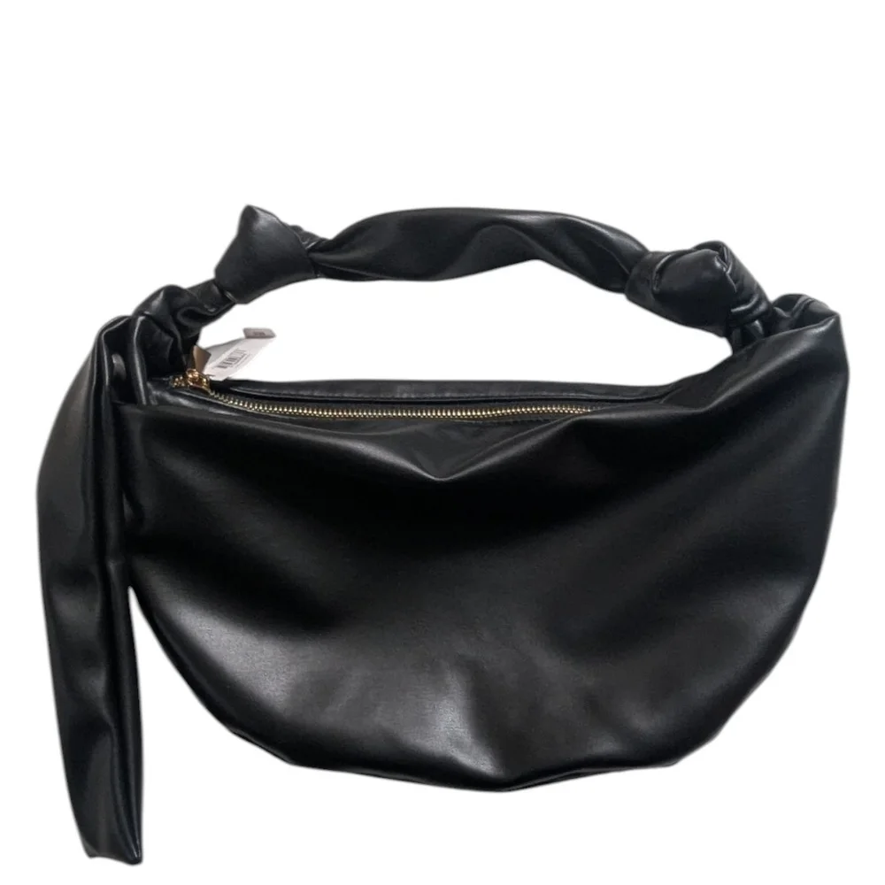 Express Black Faux Leather Crescent Hobo Bag